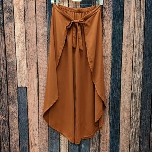 Autumn Brown Gaucho Tie Front Pants